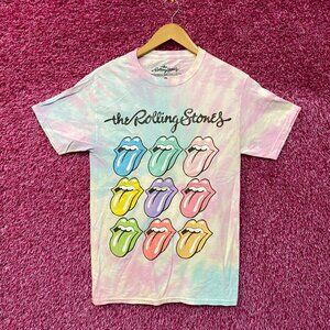 The Rolling Stones  Pastel Tie Dye Rock Tshirt size Small